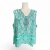 BEME Plus Size 22 Embellished Green Batik Print Cami Tank Top