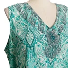 tp1 BEME Plus Size 22 Embellished Green Batik Print Cami Tank Top