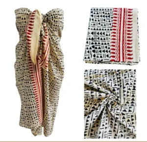 JARI 100% Cotton Voile Hand Block Print Plus Size Sarong Beach Cover-Up