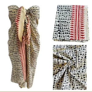 JARI 100% Cotton Voile Hand Block Print Plus Size Sarong Beach Cover-Up